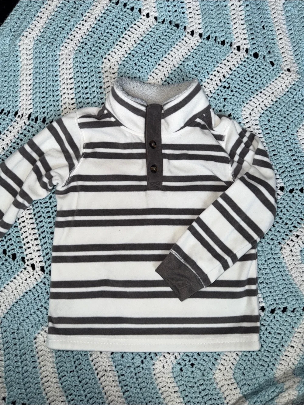 Carter's White and Gray Striped Pullover & Gray Pants Set
